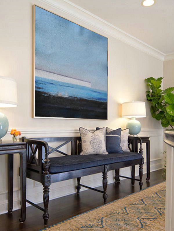 Large Abstract Art,Oversized Abstract Landscape Painting,Modern Paintings,Gray,Blue,Black.etc